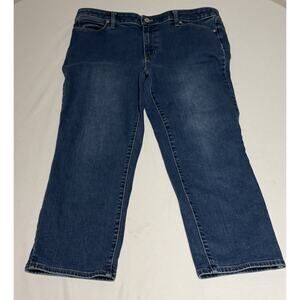 Talbots Straight Crop Jeans Romy Wash Dark Blue Women’s Size 12 Mid Rise